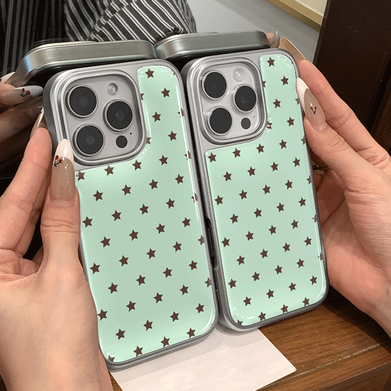 Mint brown star pattern phone  - Computer Case ulasan dan harga