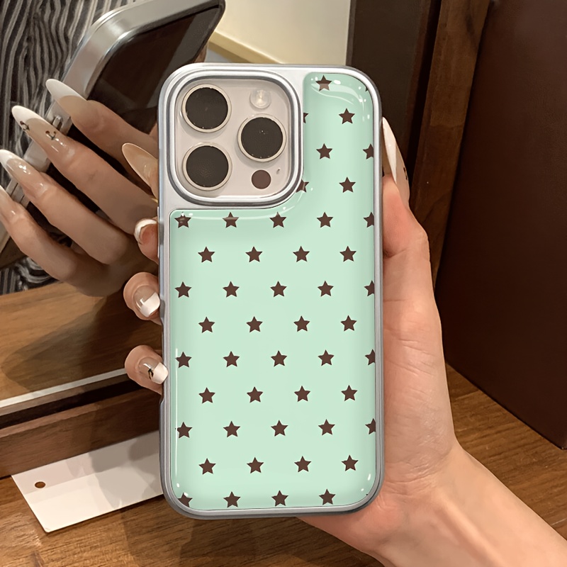 Mint brown star pattern phone  - Computer Case ulasan dan harga
